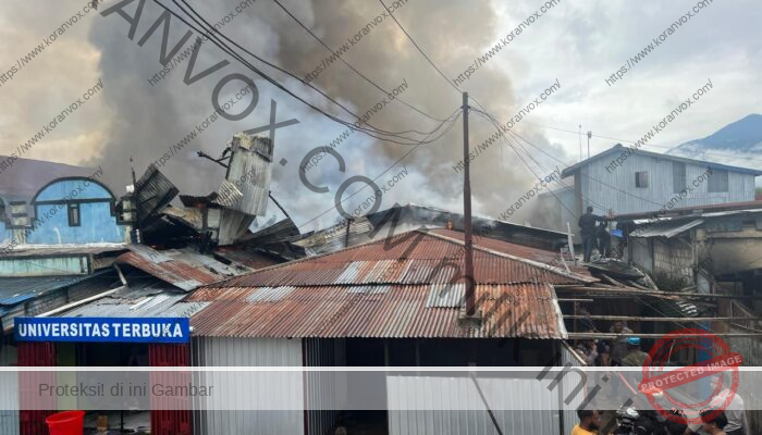 Kobaran Besar Api Hanguskan Barak Polisi dan Ruko di Wamena