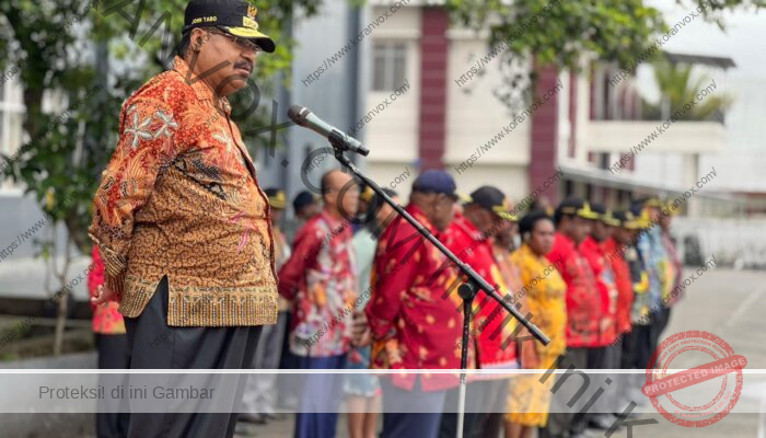 Kehadiran ASN Belum Capai 50%,  Gubernur John Tabo Beri Teguran Keras saat Apel
